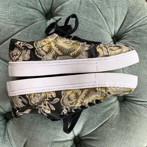 Isaac Mizrahi metallic floral sneakers